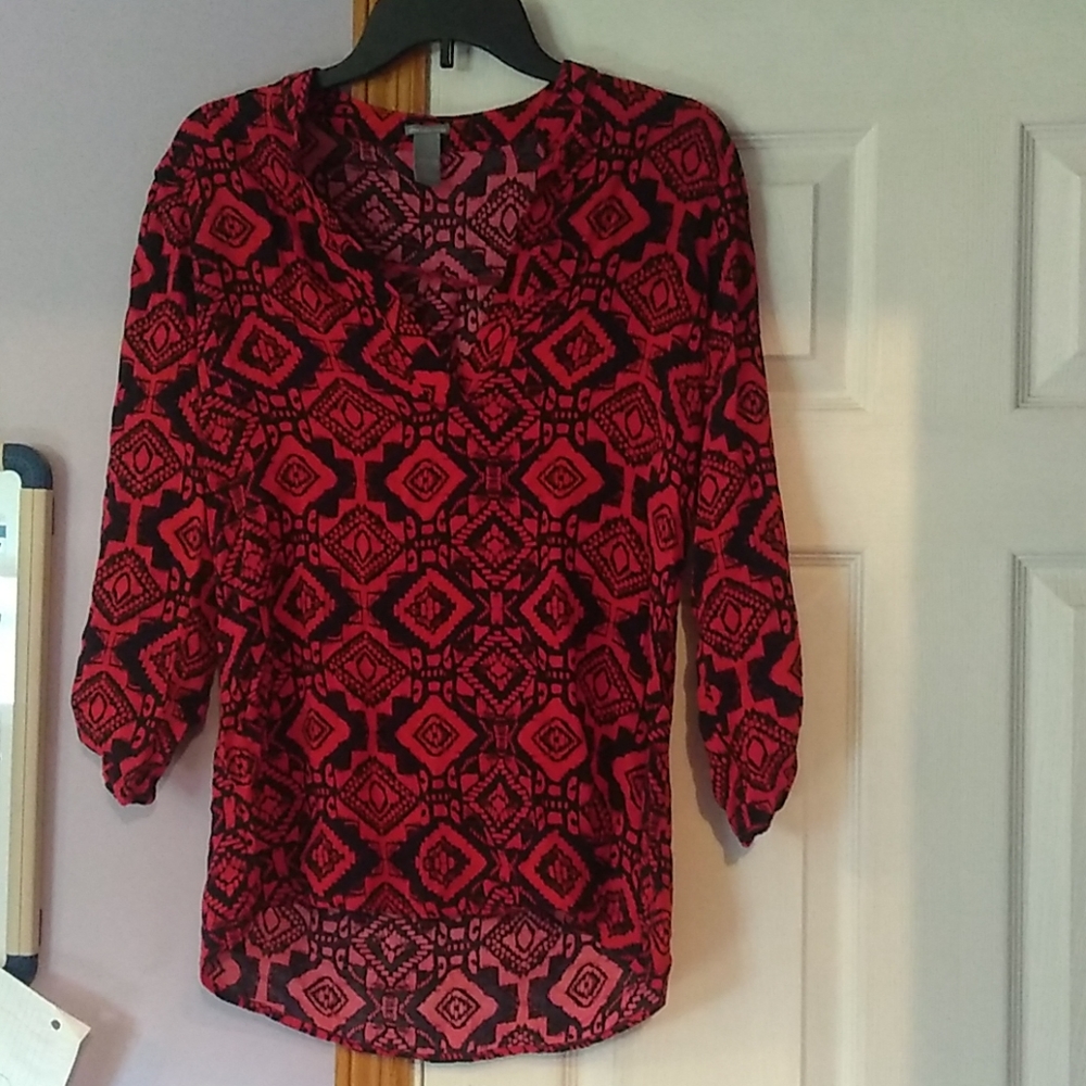 3/4 sleeve patterned shirt
